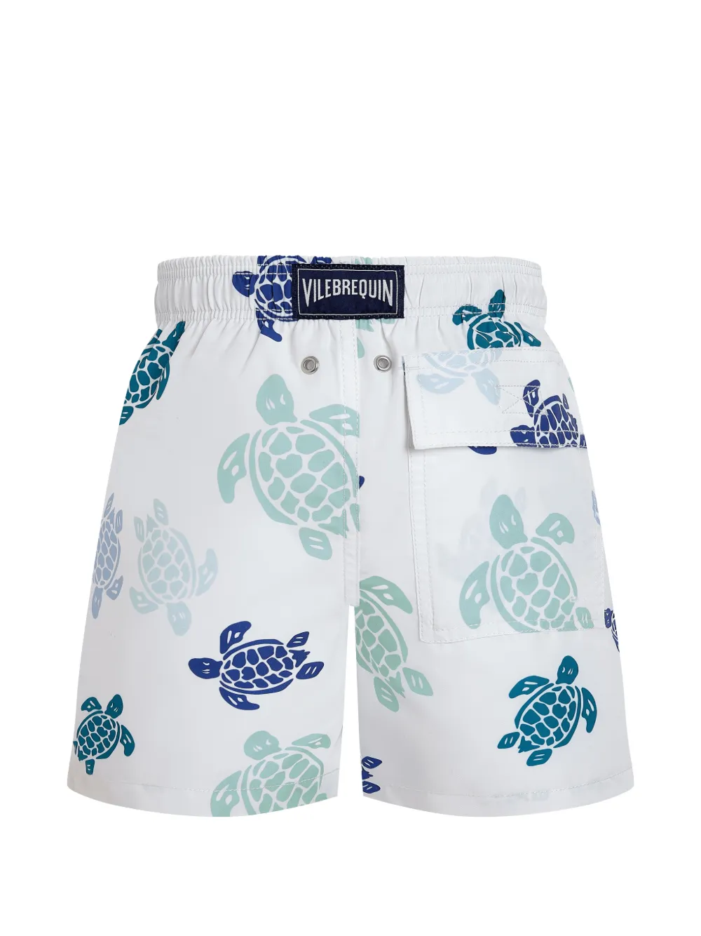 Vilebrequin Kids Zwembroek met elastische tailleband en schildpadprint Wit