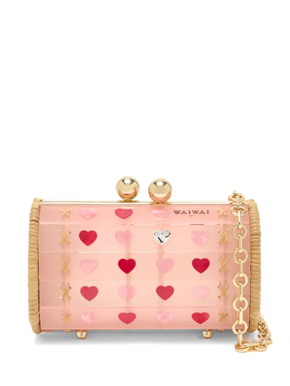 Waiwai Rio petit Baoba Full of Love heart-embellished clutch bag - Rosa