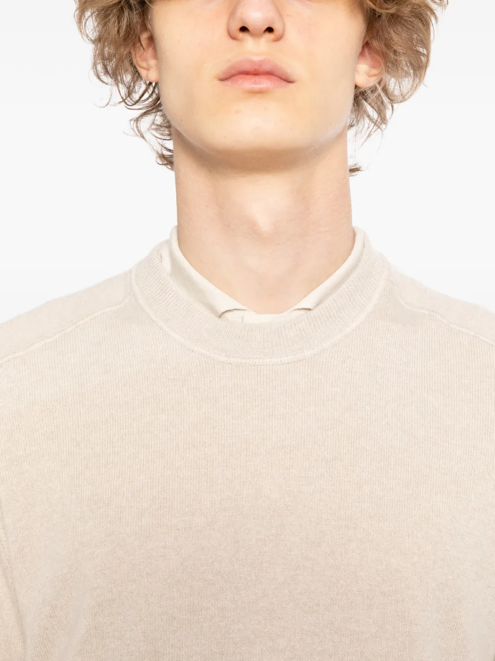 Massimo Alba Kane kasjmier trui met ronde hals Beige