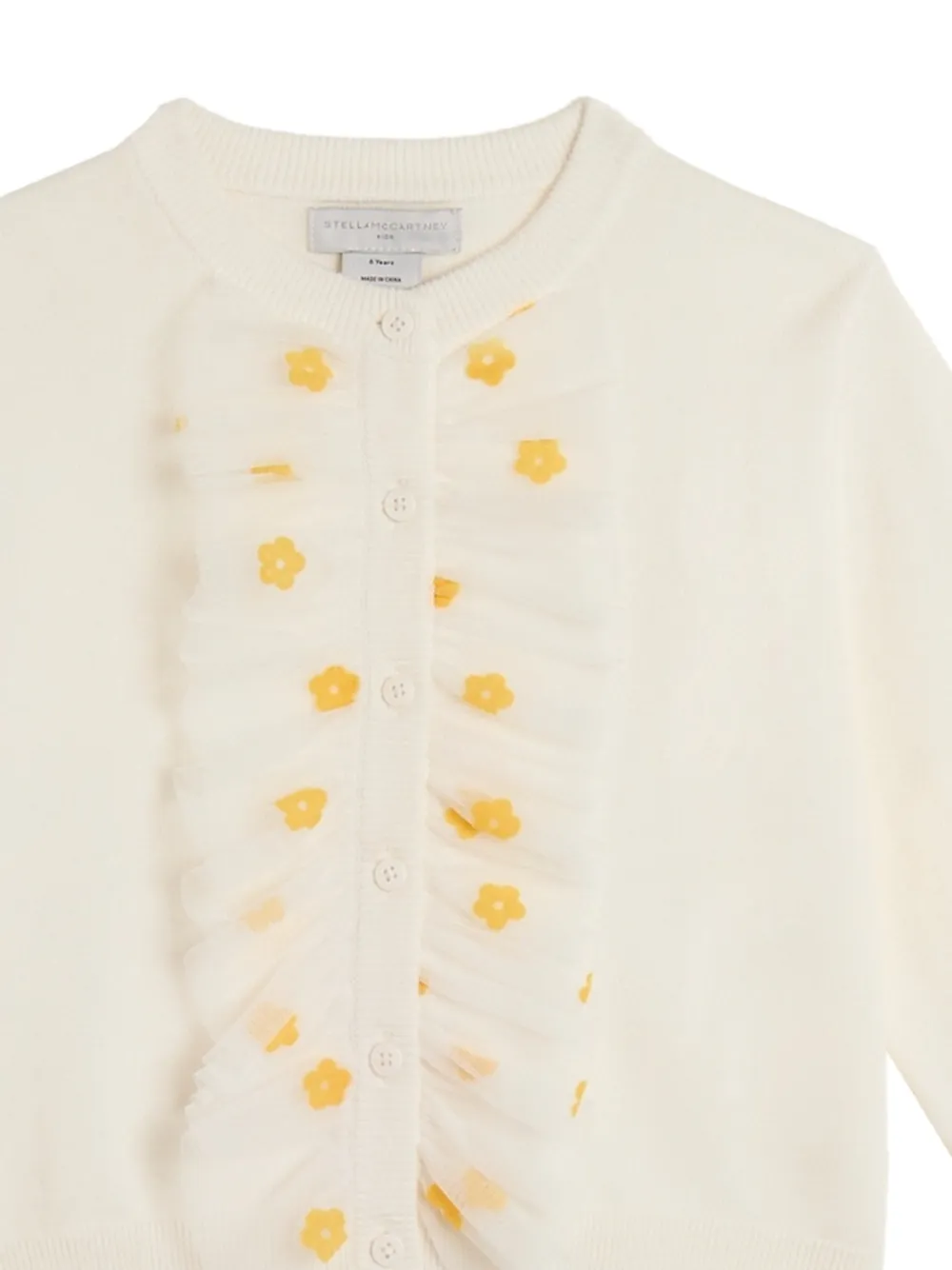  Stella Mccartney Kids Ruffled Floral Cardigan - Neutrals 
