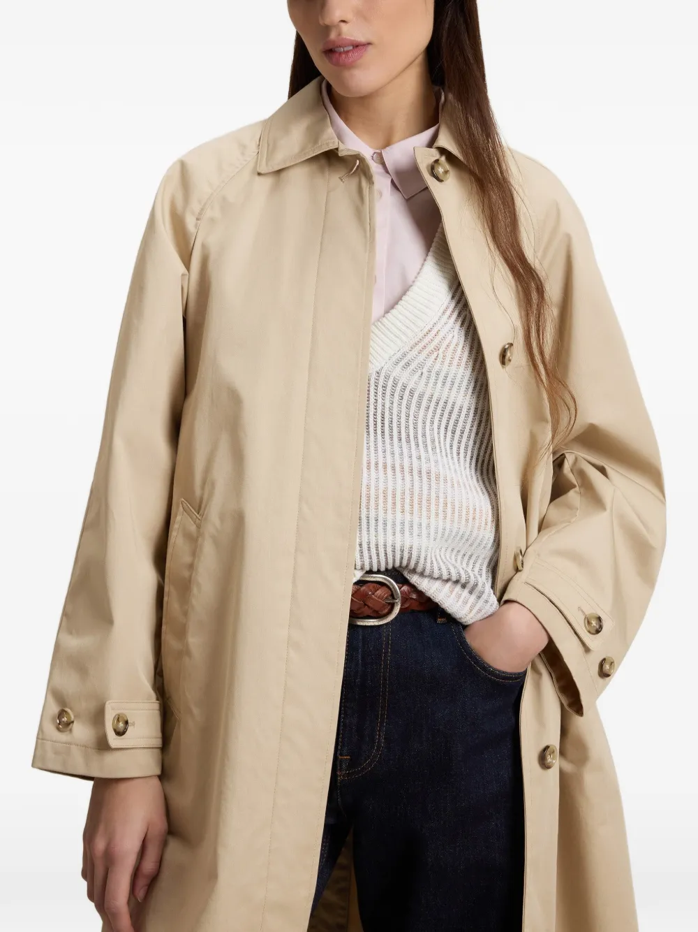 Woolrich Trenchcoat met blousekraag en raglan mouwen Beige