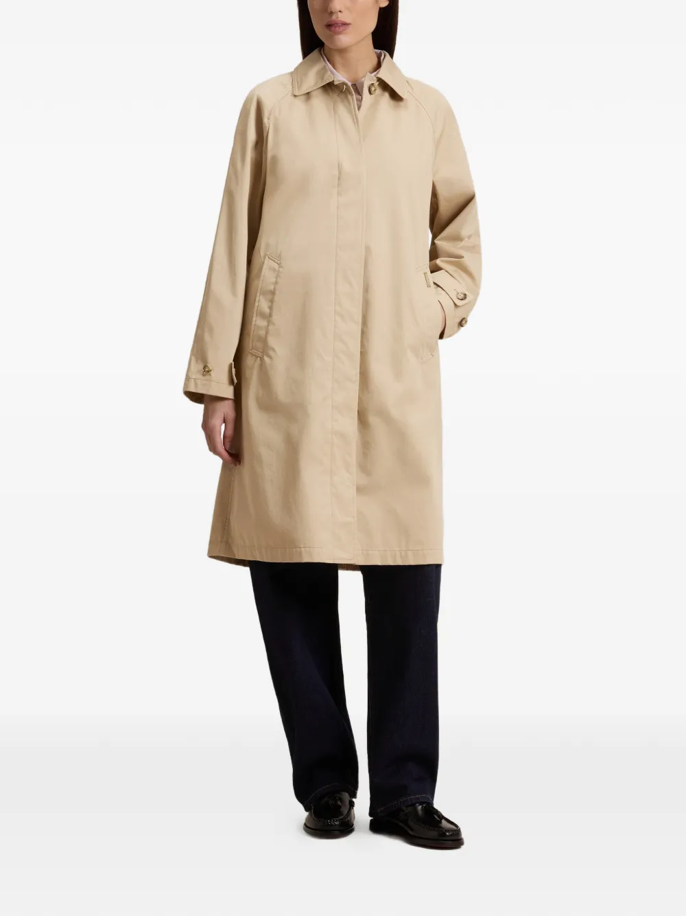 Woolrich Trenchcoat met blousekraag en raglan mouwen Beige