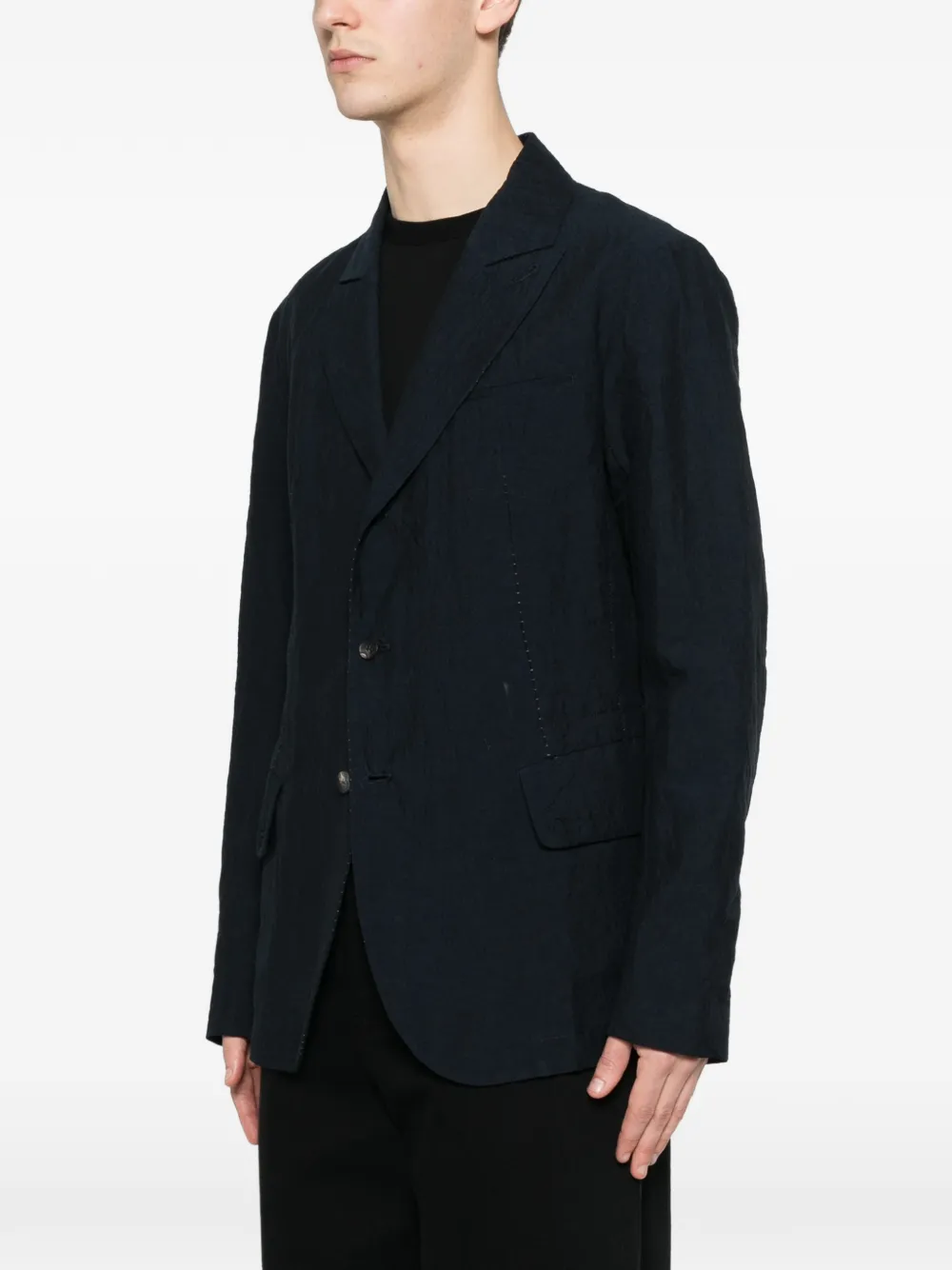  Masnada Bia Button Textured Blazer - Blue 
