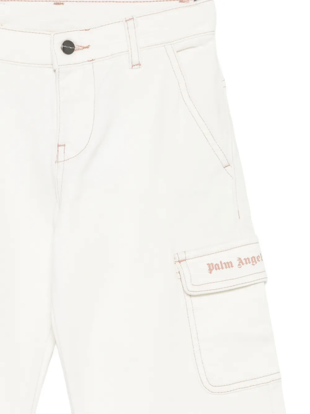 Palm Angels Kids Cargo jeans met logodetail Wit