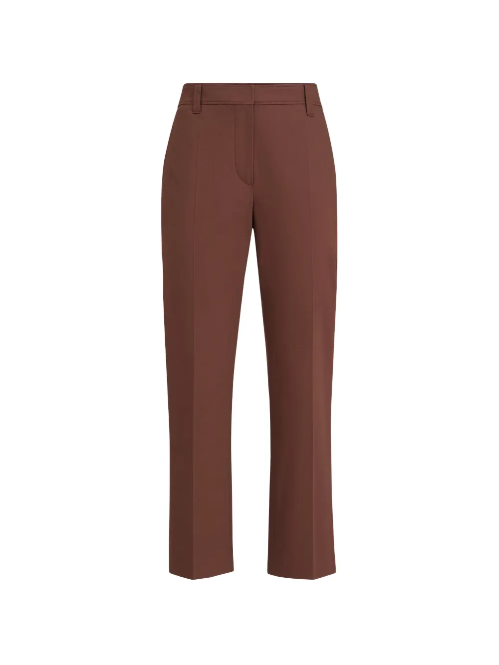 Brunello Cucinelli stretch twisted cotton twill cigarette trousers with monili - Marrone