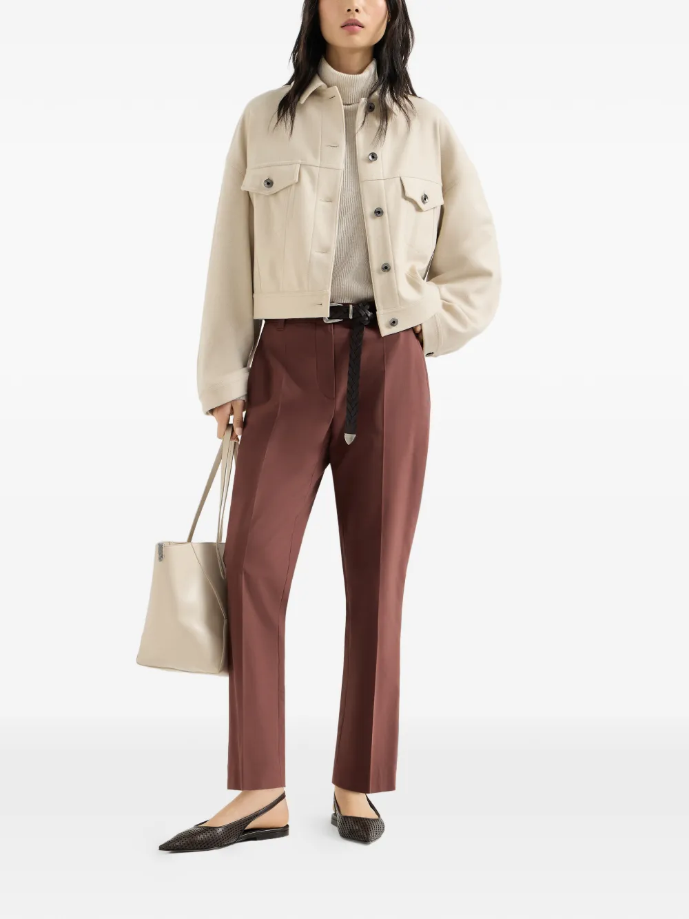 Brunello Cucinelli Stretch gewikkelde cigarette broek Bruin