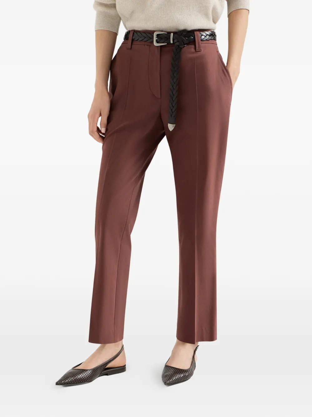 Brunello Cucinelli Stretch gewikkelde cigarette broek Bruin