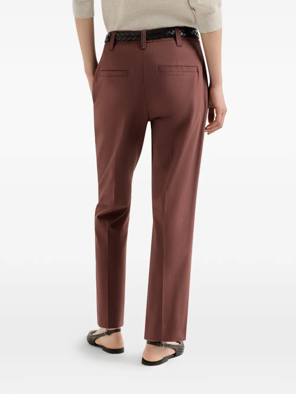 Brunello Cucinelli Stretch gewikkelde cigarette broek Bruin