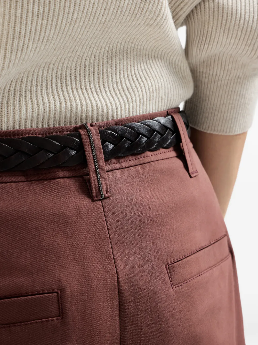 Brunello Cucinelli Stretch gewikkelde cigarette broek Bruin