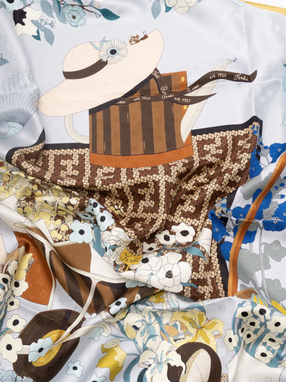 Gardening-print silk scarf