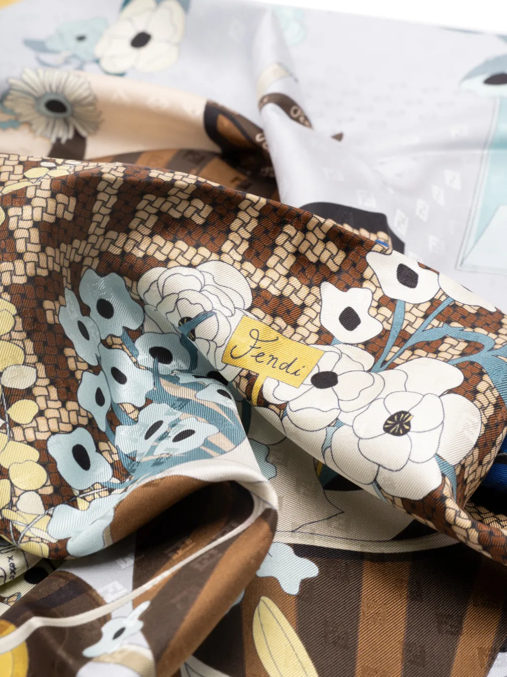 Gardening-print silk scarf