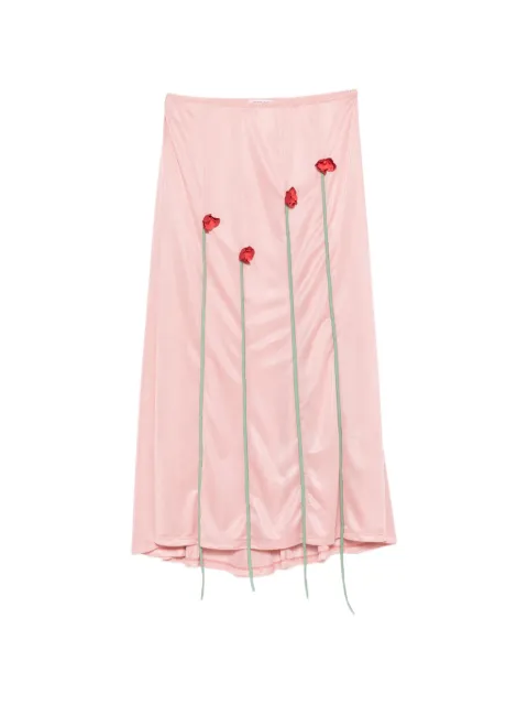 Moschino floral-appliqué midi skirt