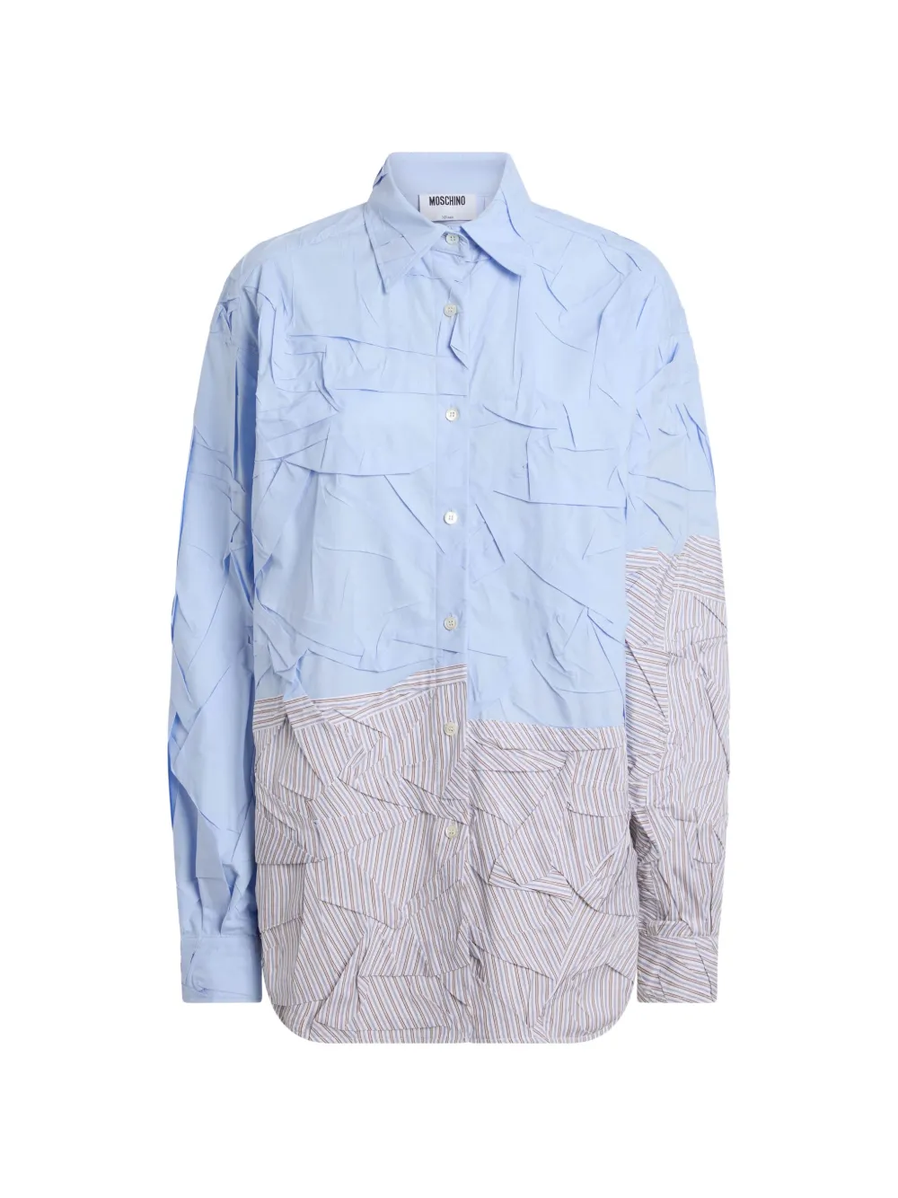 Moschino crinkled-finish striped shirt - Blu