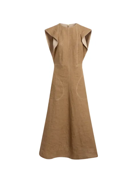 Moschino Gerüschtes Midikleid mit Kontrastnähten