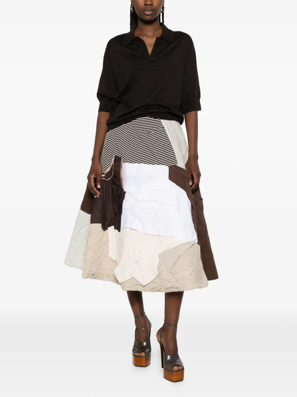 Moschino Midi-rok met patchwork Beige