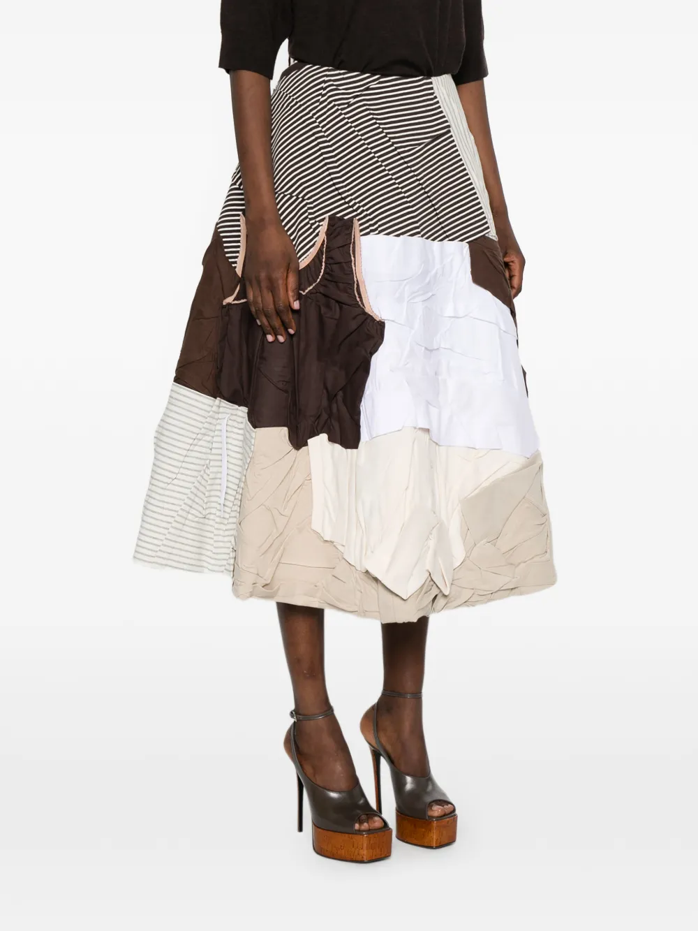 Moschino Midi-rok met patchwork Beige