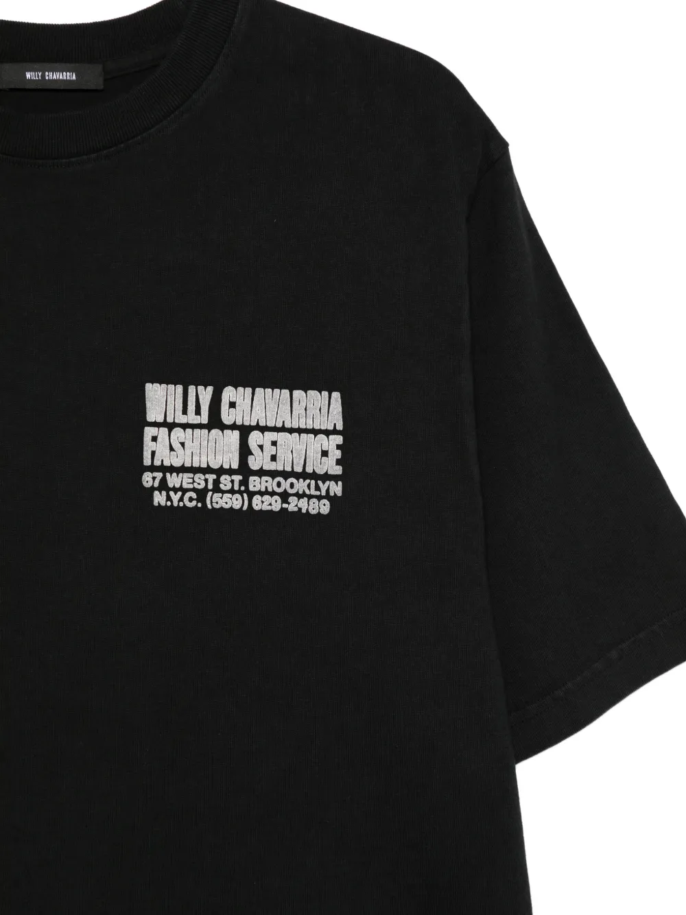 Willy Chavarria Fashion Services logoprint katoenen T-shirt Zwart