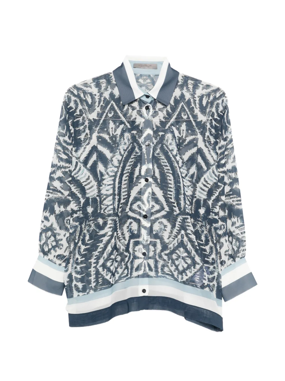 D.Exterior buttoned printed top - Blu