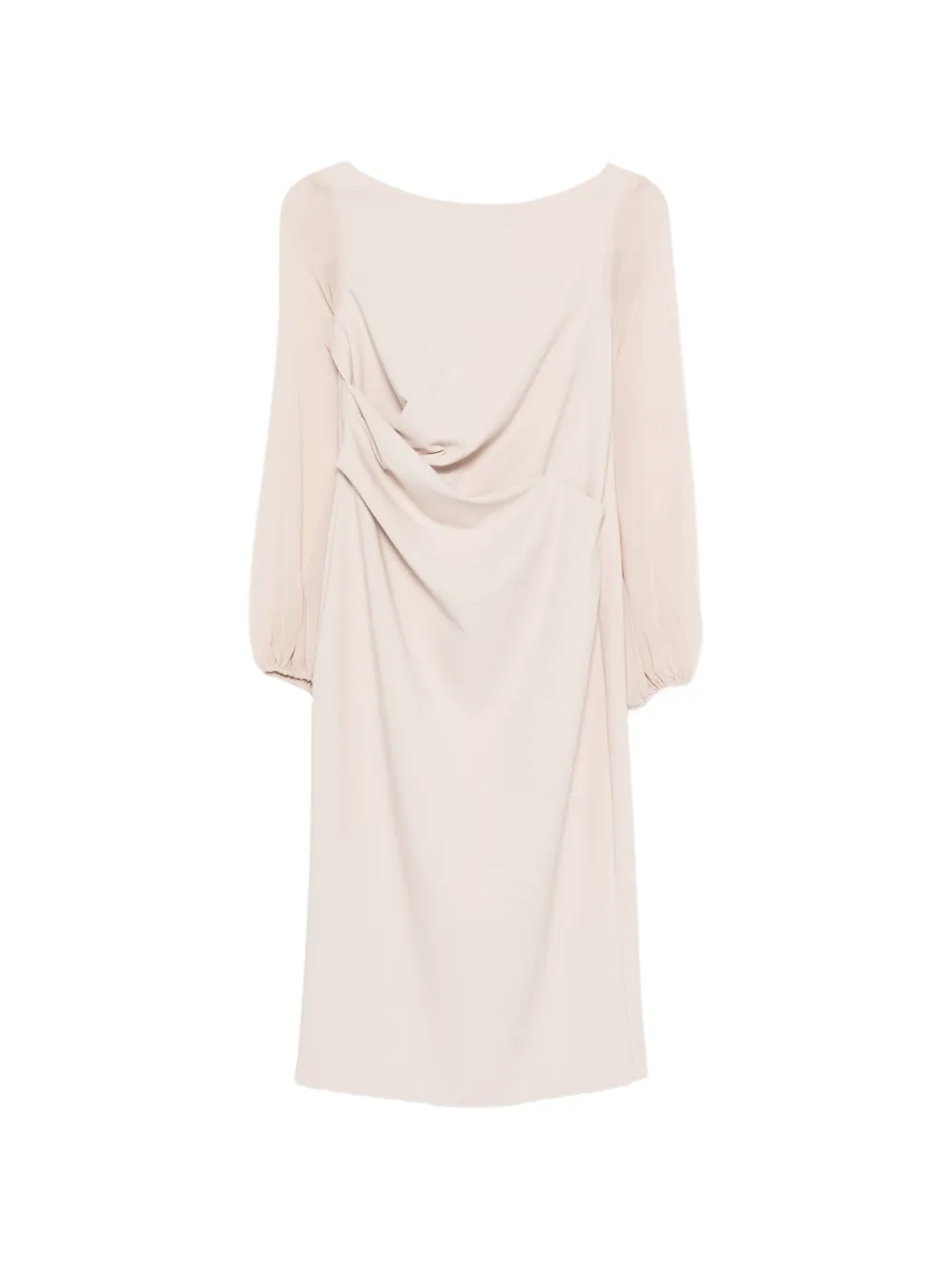 D.Exterior draped long-sleeve mini dress - Toni neutri