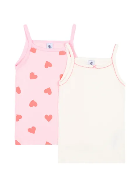 Petit Bateau heart-motif tank top set (set of two)
