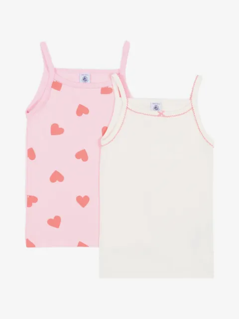 Petit Bateau heart-motif tank top set (set of two)