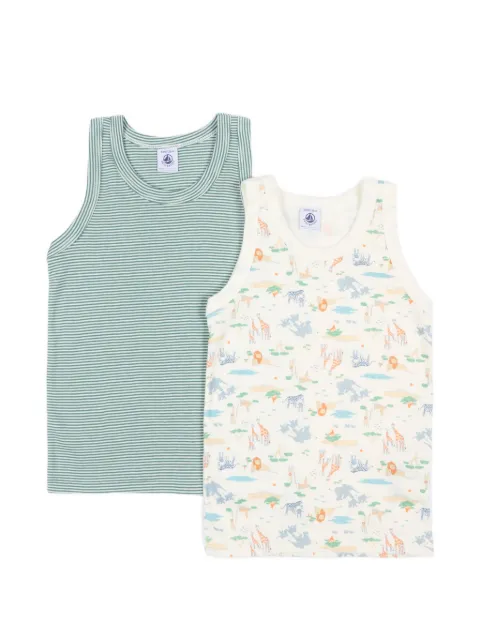 Petit Bateau striped and animal-print tank top set (set of two)