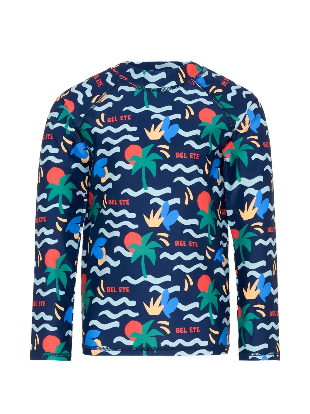 Petit Bateau palm-print rlong-sleeve swim T-shirt - Blu