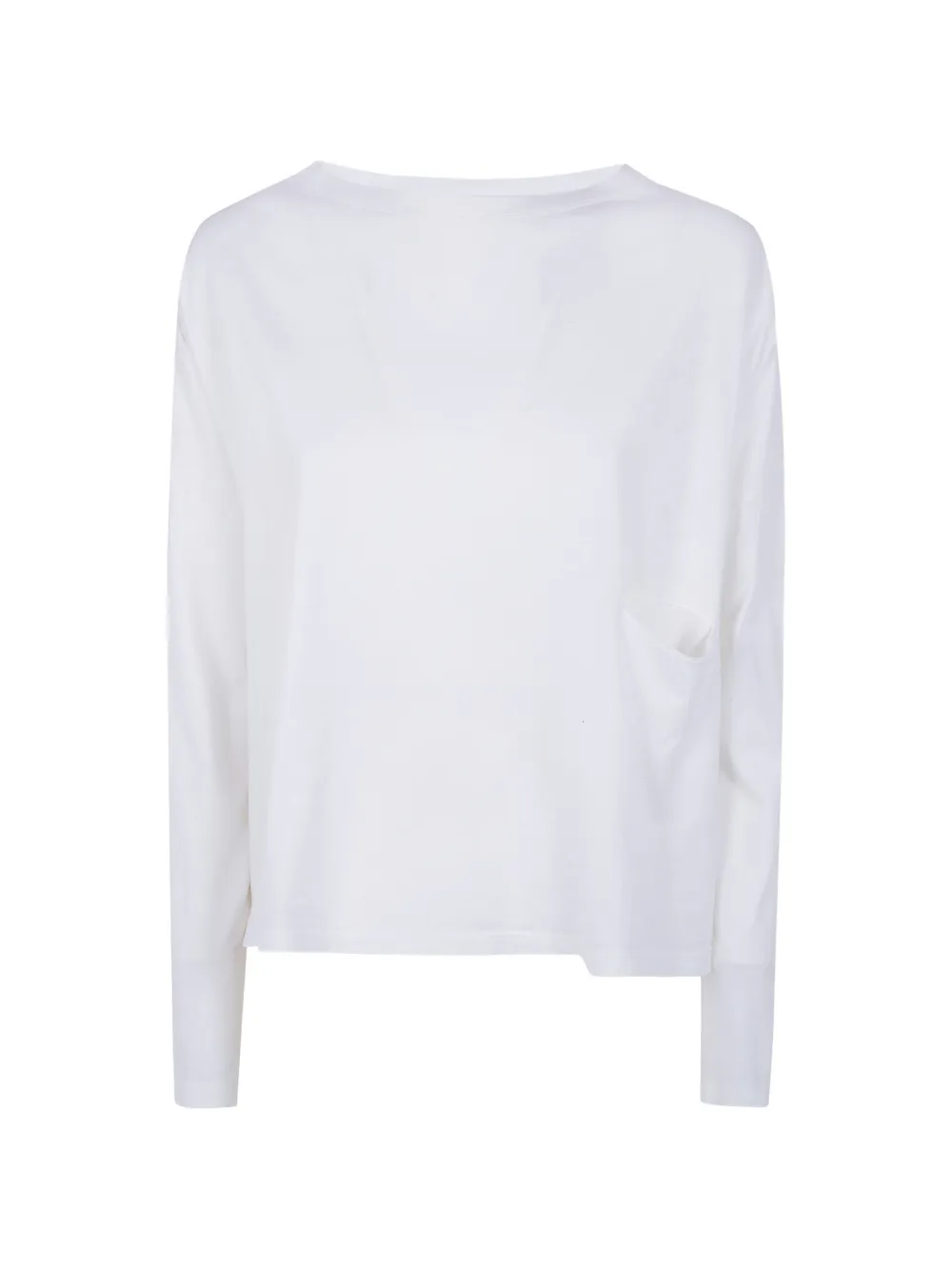 Ma'ry'ya draped-pocket long-sleeve T-shirt - Bianco