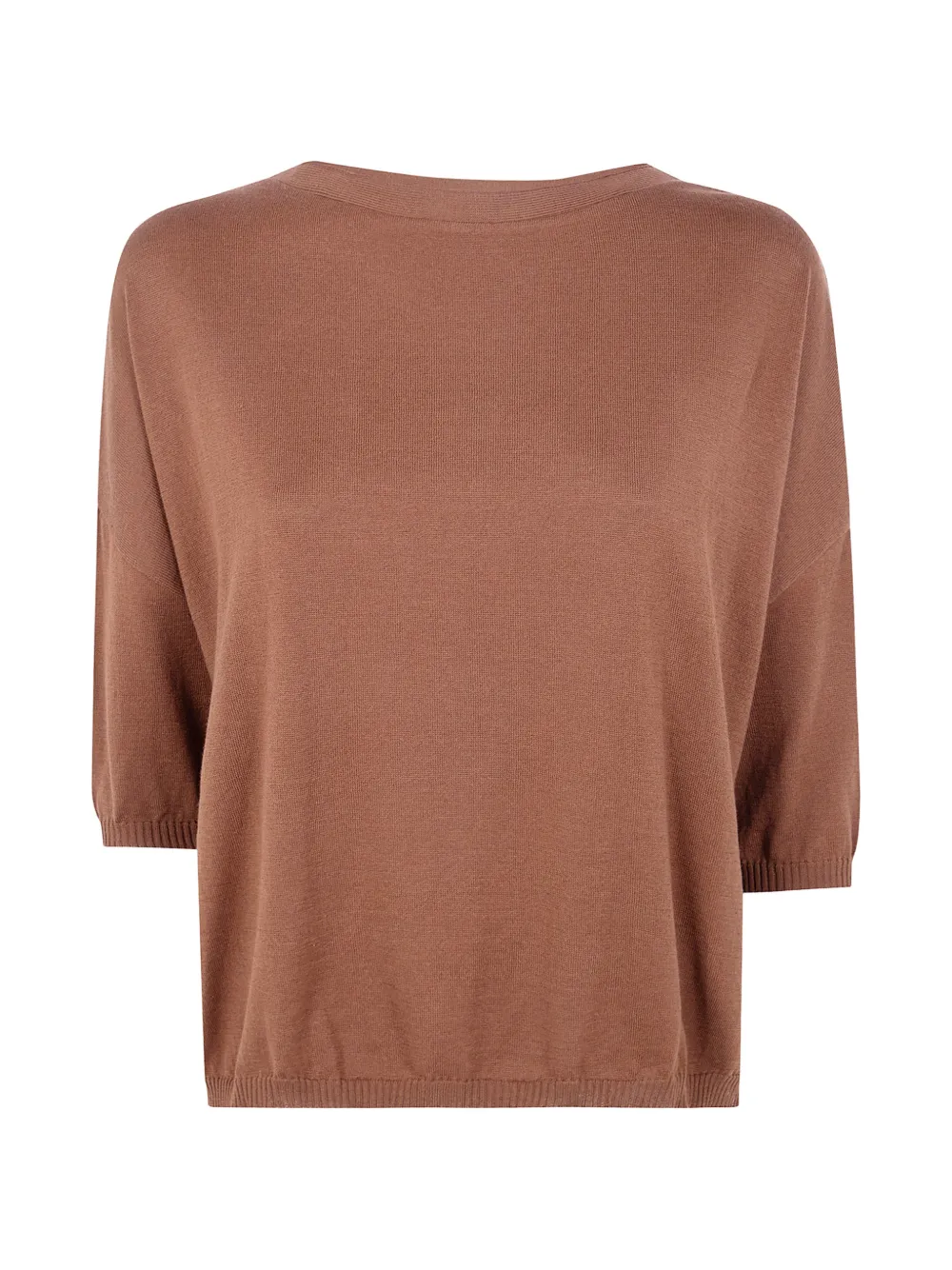 Ma'ry'ya Round-neck Fine-knit Sweater In Brown