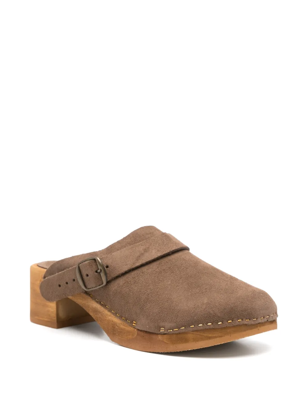  Bosabo Annaé Buckle Suede Clogs - Brown 