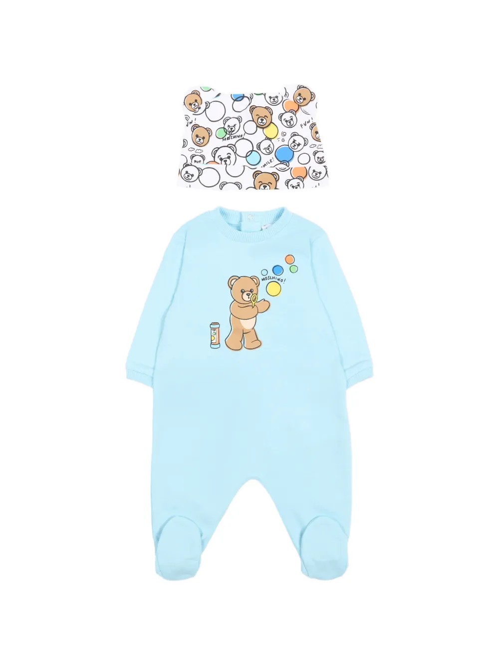 Moschino Kids teddy-print babygrow set - Blau