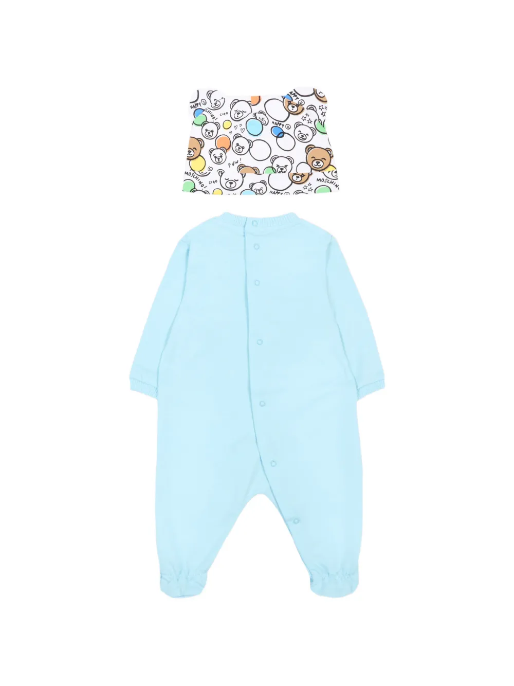 Moschino Kids Romper muts en slabbetje Blauw