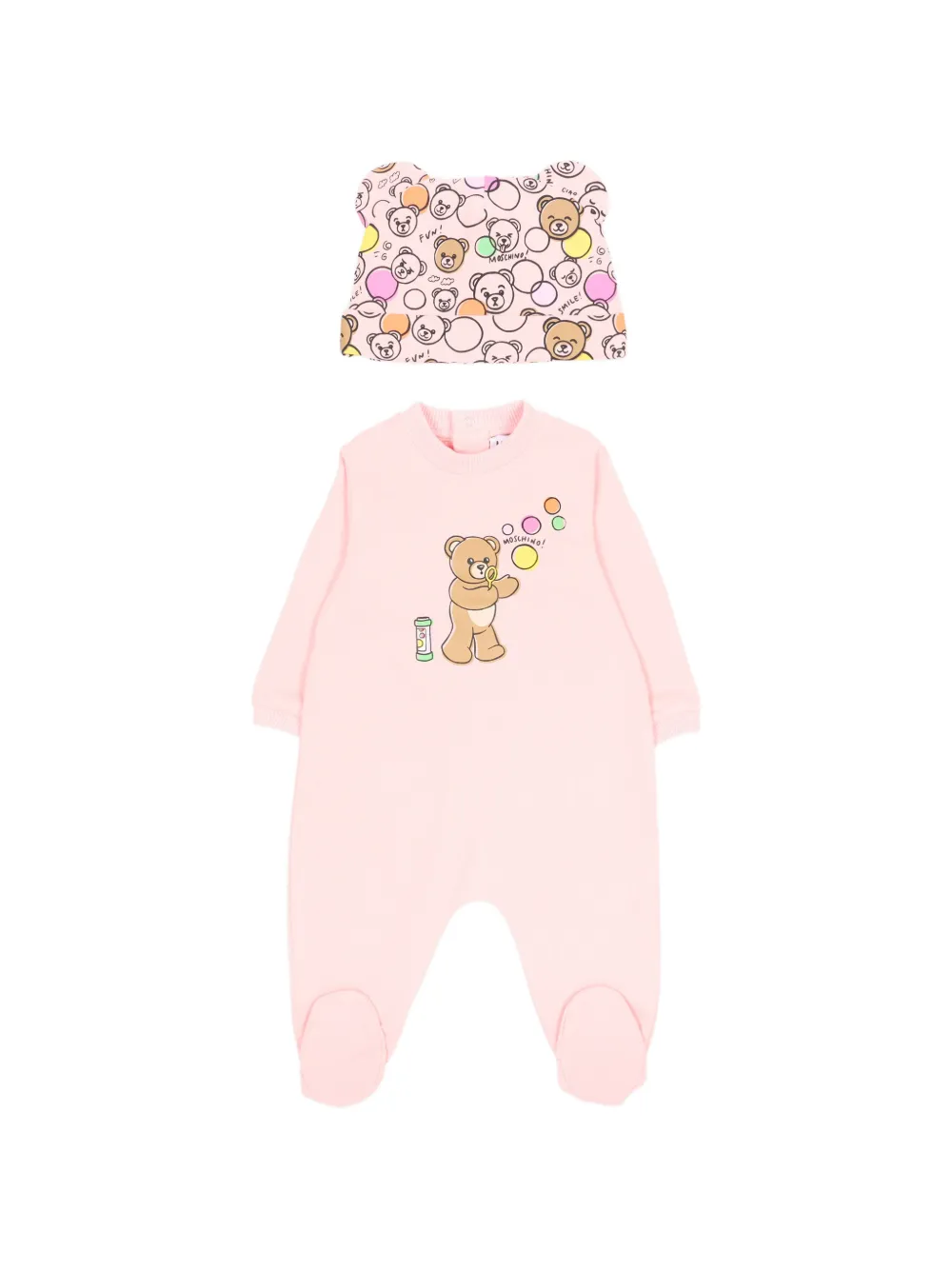 Moschino Kids bear-print babygrow set - Rosa