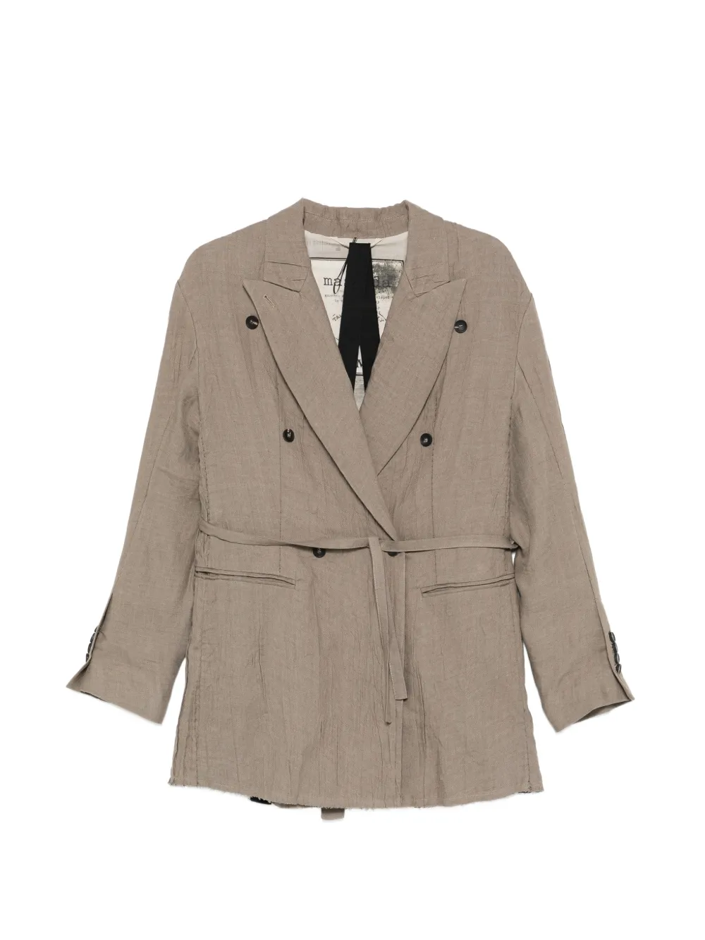 Masnada Double-breasted Belted Blazer In Neutral