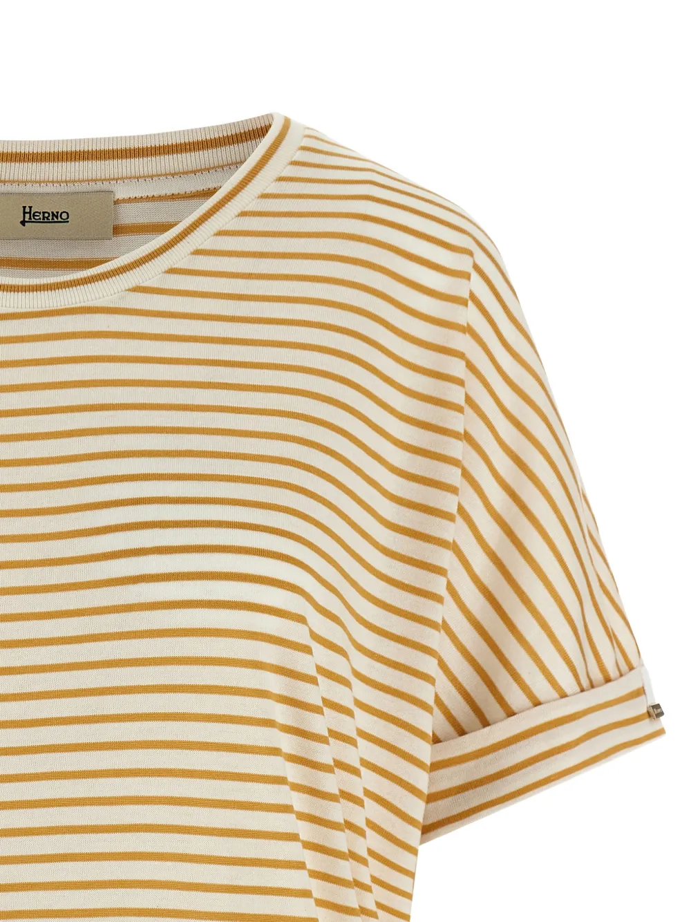  Herno Striped Cuffed-sleeves T-shirt - Yellow 