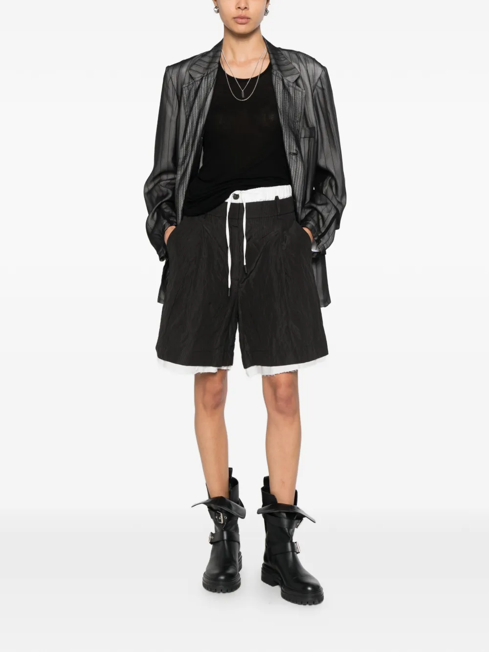  Masnada Layered Drawstring Shorts - Black 
