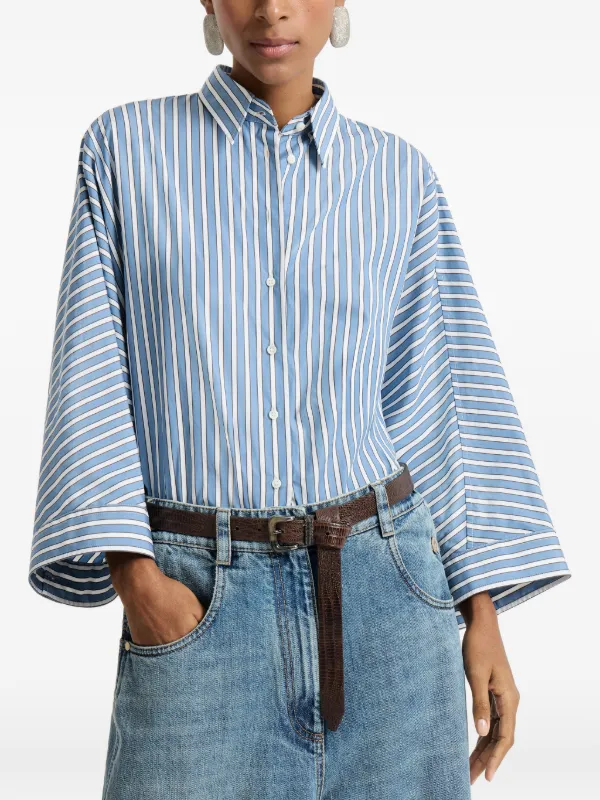 Brunello Cucinelli ストライプ シャツ | ブルー | FARFETCH JP