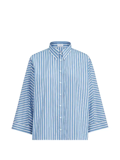 Brunello Cucinelli camisa de popelina con rayas estampadas