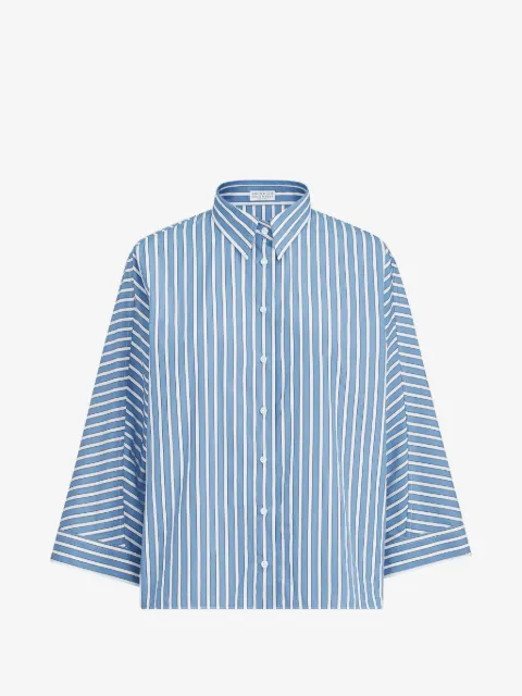 Brunello Cucinelli Gestreiftes Hemd aus Popeline