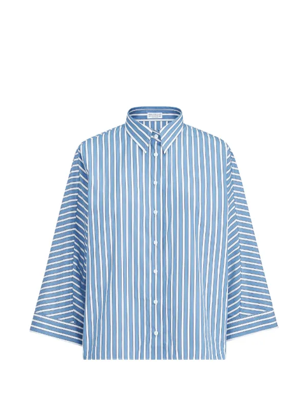 Brunello Cucinelli ストライプ シャツ | ブルー | FARFETCH JP