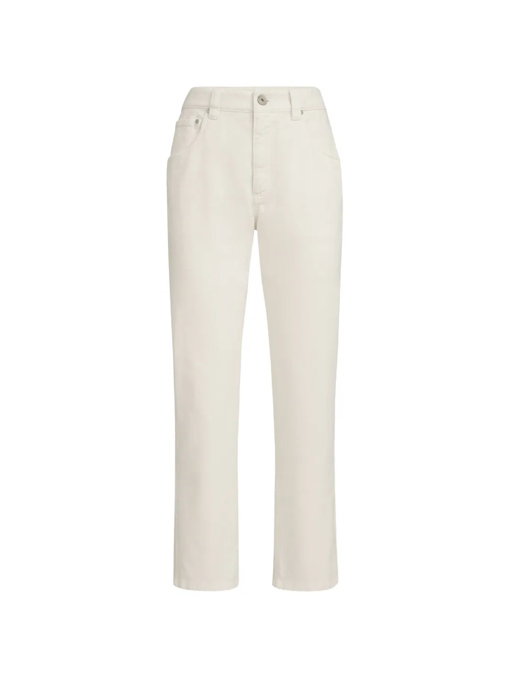 Brunello Cucinelli Dyed denim five-pocket straight trousers with shiny bartack - Toni neutri
