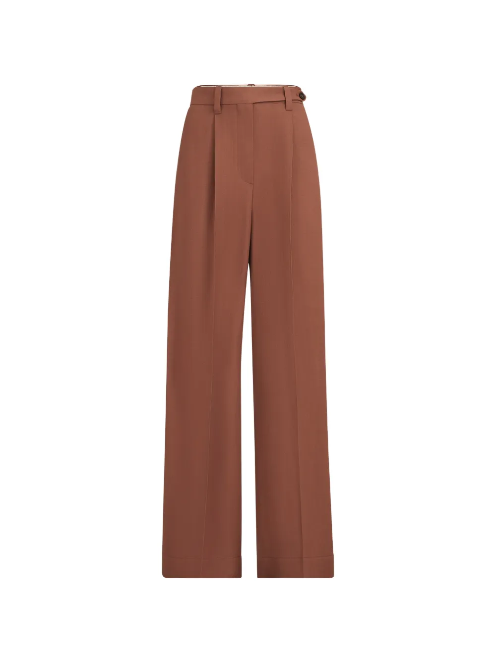 Brunello Cucinelli Viscose and linen fluid twill wide trousers with monili - Marrone