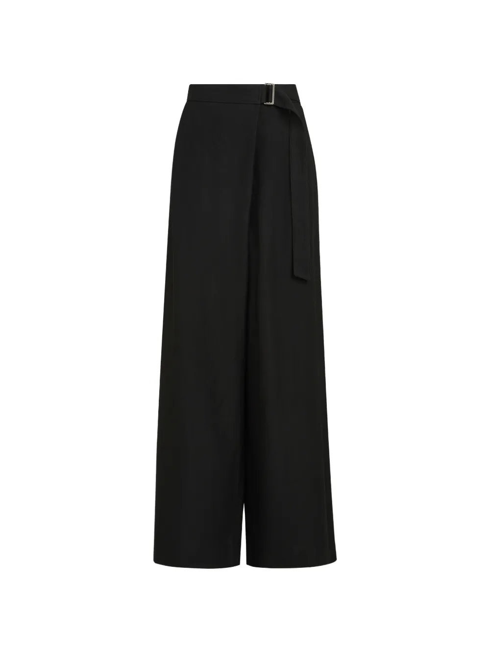 Brunello Cucinelli Viscose and linen fluid twill sartorial wrap trousers with monili - Nero