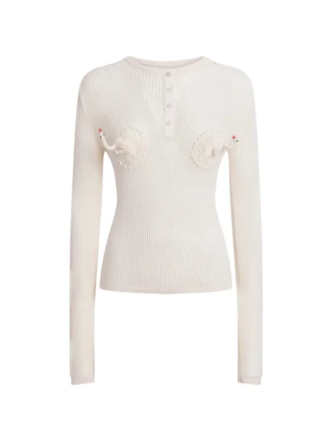 Moschino swan-patchwork open-knit sweater