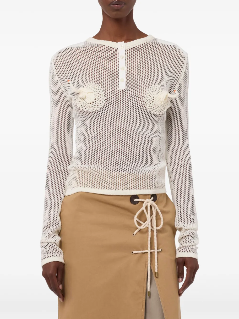 Moschino Gebreide katoenen trui met mesh Wit