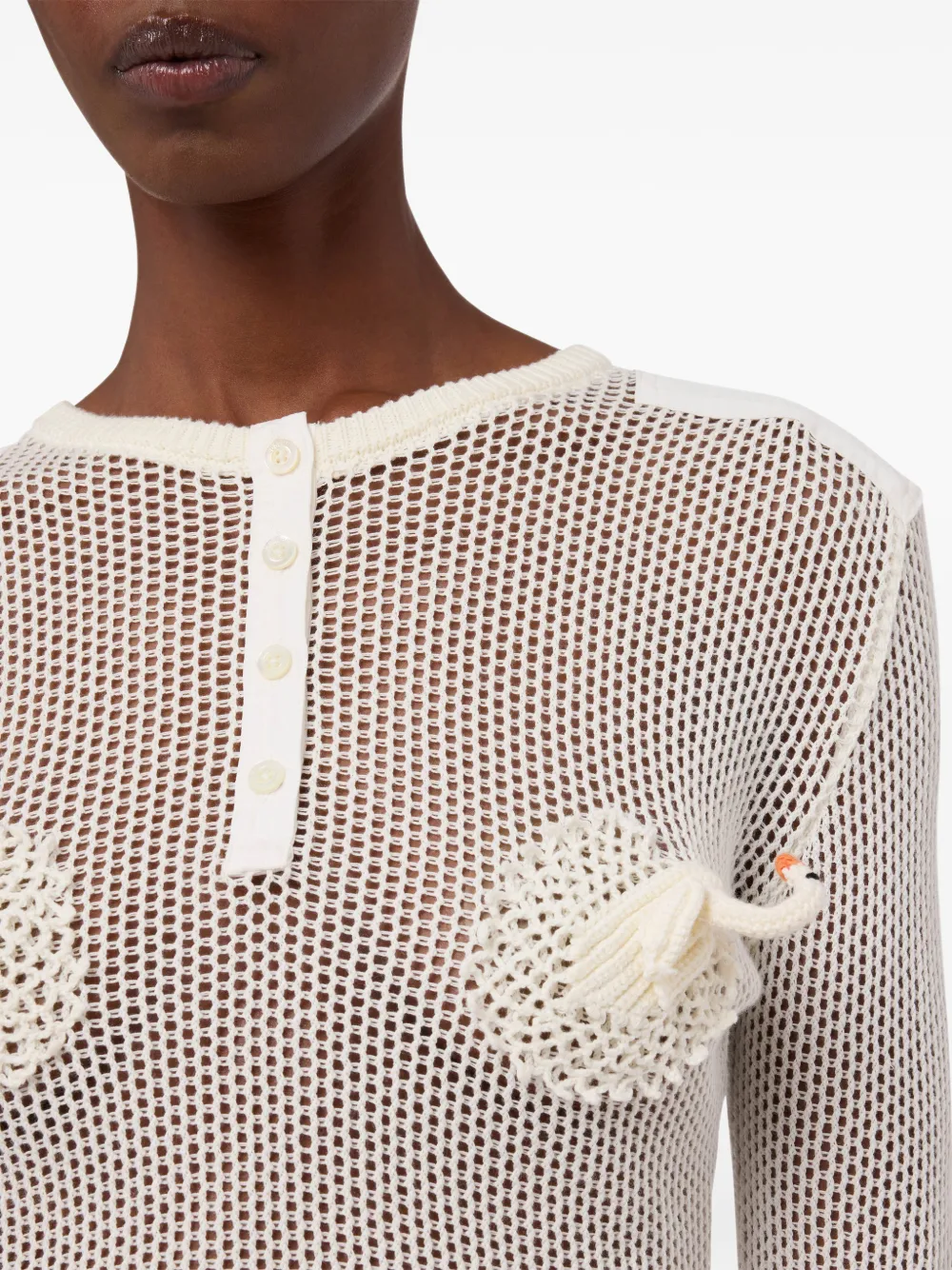 Moschino Gebreide katoenen trui met mesh Wit
