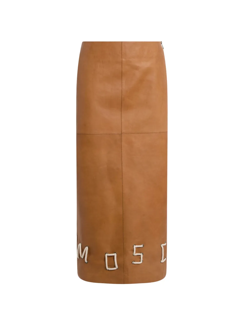 Moschino rope-logo leather midi skirt - Marrone