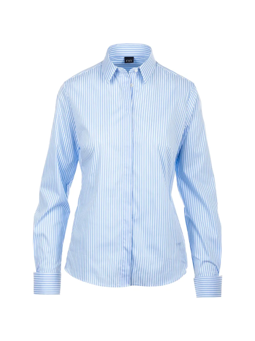 Fay striped turned-up cuffs shirt - Blu