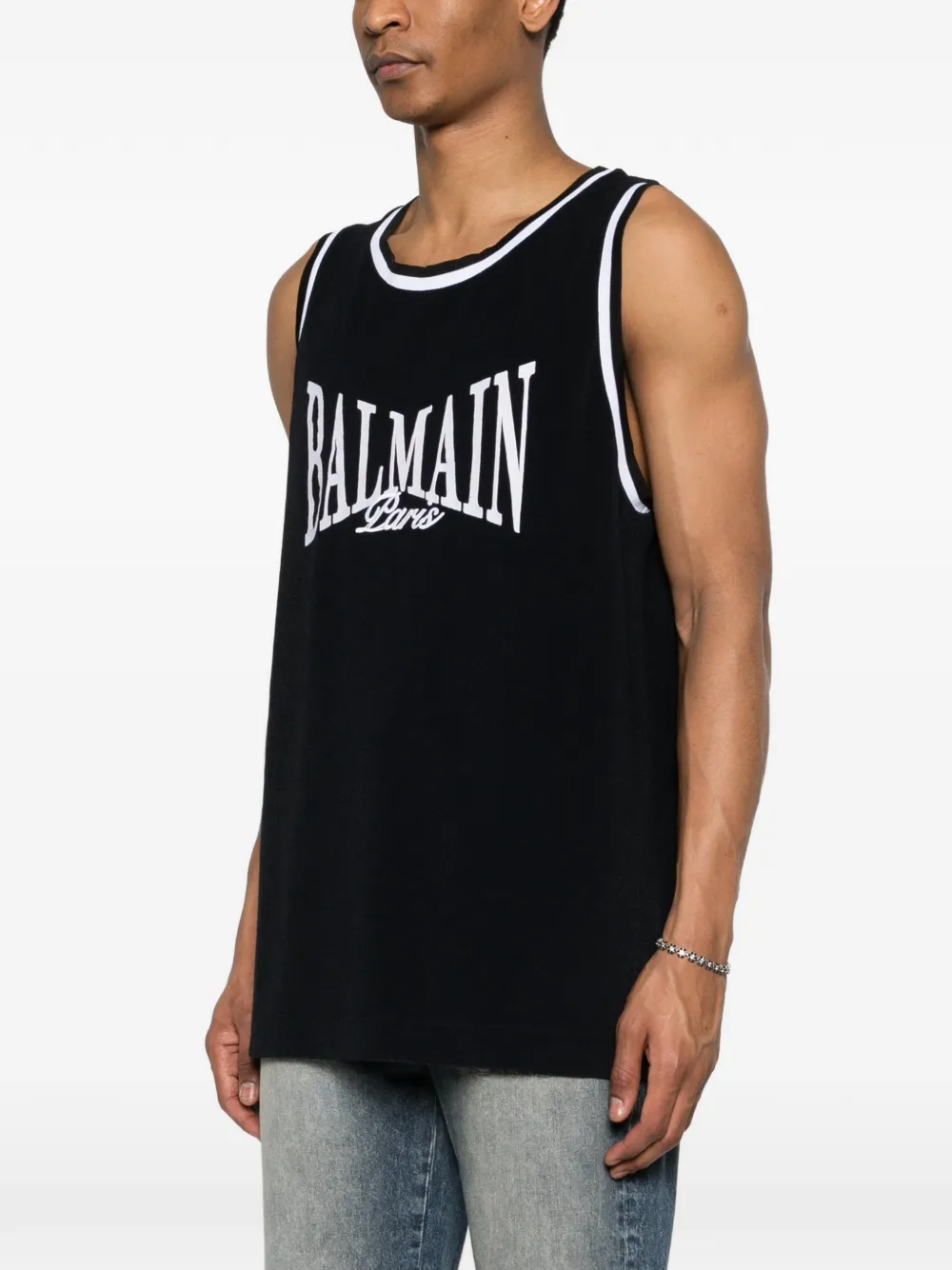  Balmain Logo-embroidered Tank Top - Black 