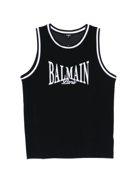 Balmain logo-embroidered tank top